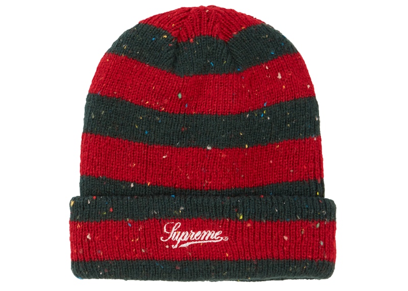 Supreme Stripe Speckle Beanie Red