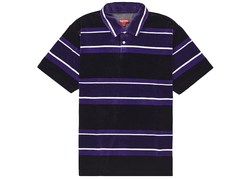 Supreme Stripe Velour Polo Black