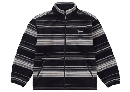 Supreme Stripe Zip Up Fleece Jacket Black
