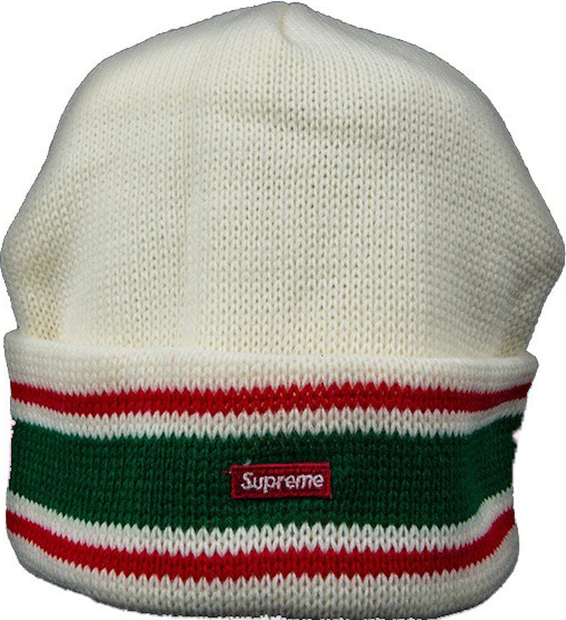 Supreme Striped Cuff Beanie White