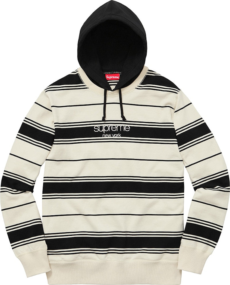 Supreme Striped Hooded Crewneck Black