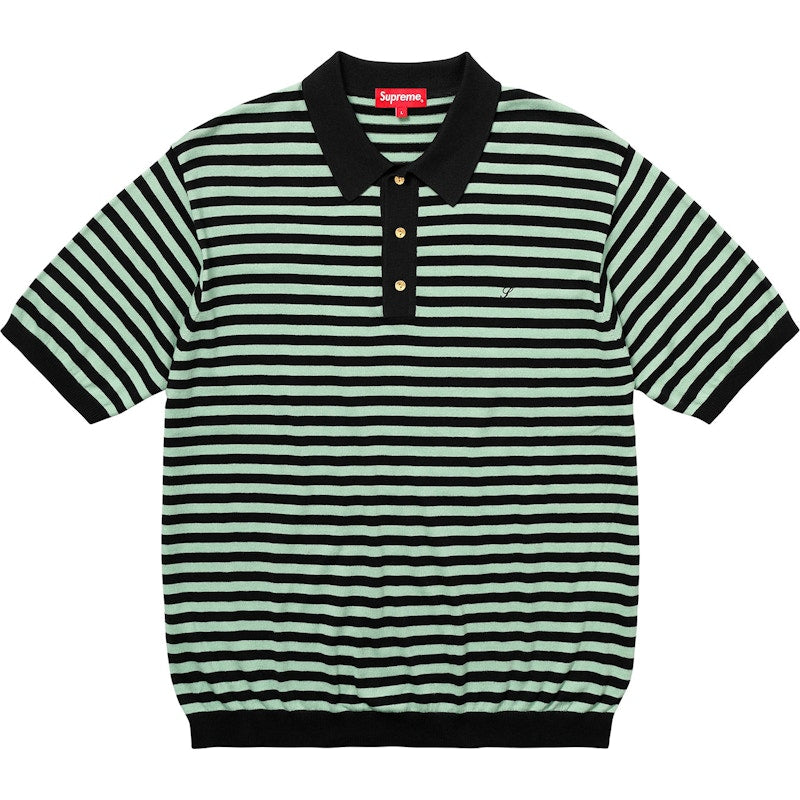 Supreme Striped Knit Polo Light Sage
