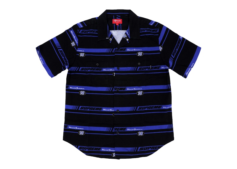 Supreme Striped Racing Work Shirt Black