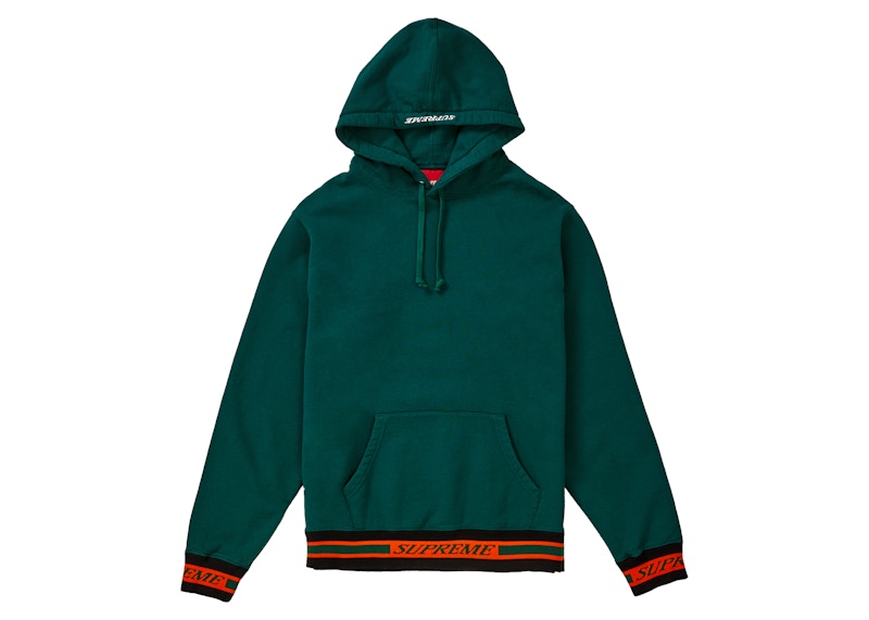 Supreme Striped Rib Hooded Sweatshirt Dark Green