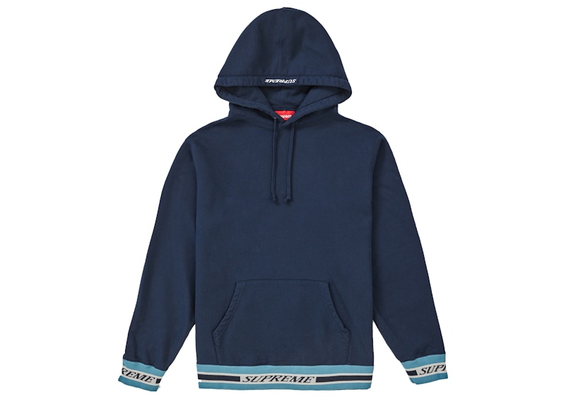 Supreme Striped Rib Hooded Sweatshirt Navy