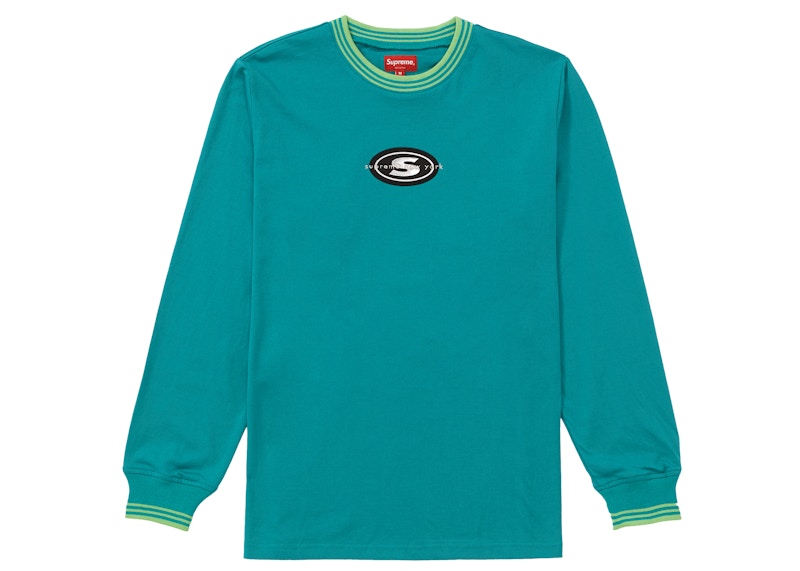 Supreme Striped Rib Logo L/S Top Teal