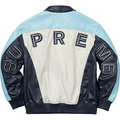 Supreme Studded Arc Logo Leather Jacket White