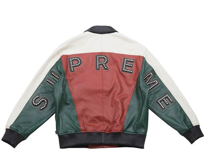 Supreme Studded Arc Logo Leather Jacket White