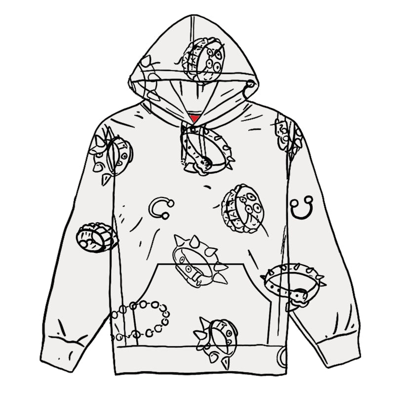 Supreme Studded Collars Hooded Sweatshirt White