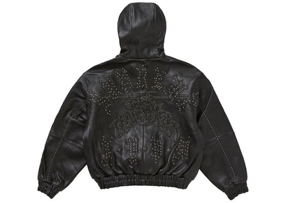 Supreme Studded Hooded Leather Jacket Black