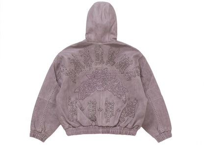 Supreme Studded Hooded Leather Jacket Lilac