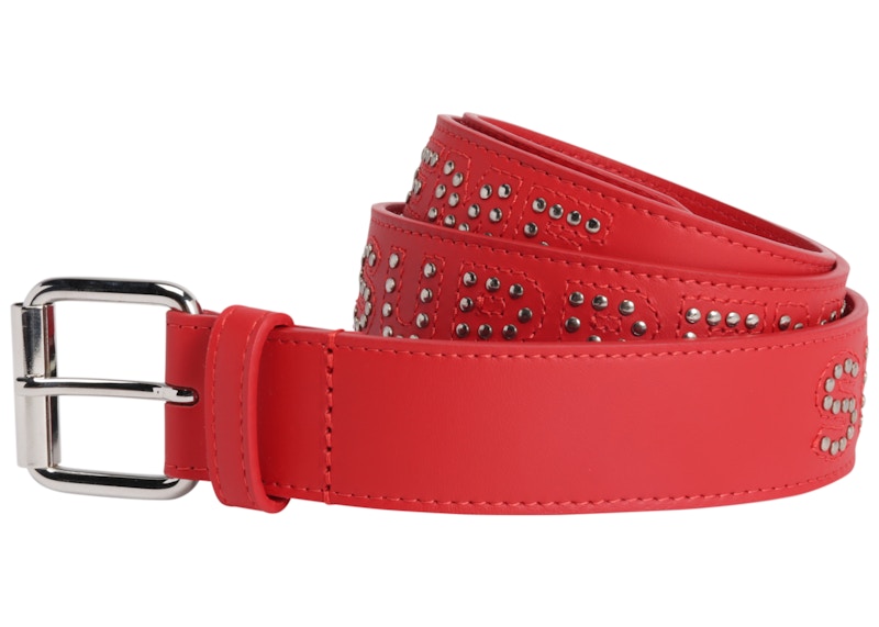 Supreme Studded Logo Belt Red