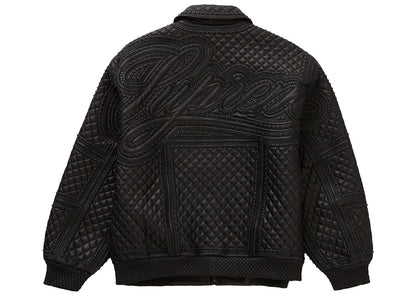 Supreme Studded Quilted Leather Jacket Black