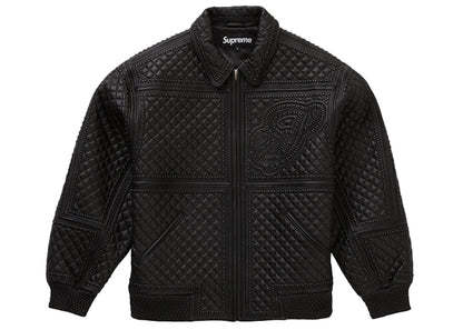 Supreme Studded Quilted Leather Jacket Black