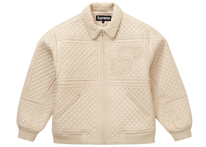 Supreme Studded Quilted Leather Jacket White