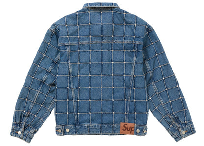 Supreme Studded Seam Denim Trucker Jacket Blue