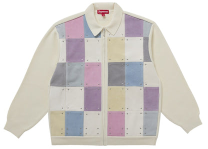 Supreme Studded Suede Zip Up Cardigan White