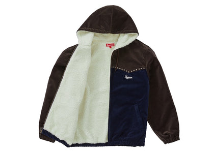 Supreme Studded Velvet Hooded Work Jacket Navy
