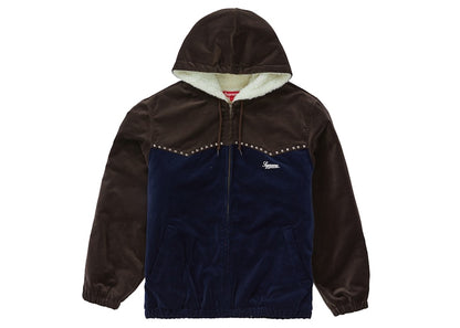Supreme Studded Velvet Hooded Work Jacket Navy