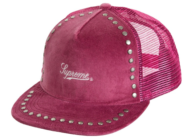 Supreme Studded Velvet Mesh Back 5-Panel Dusty Pink