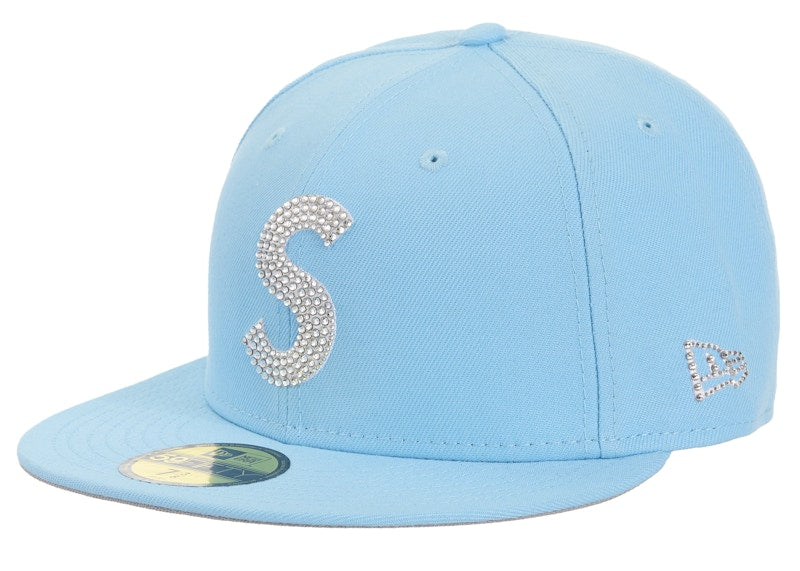 Supreme Swarovski S Logo New Era 59Fifty Fitted Hat Light Blue