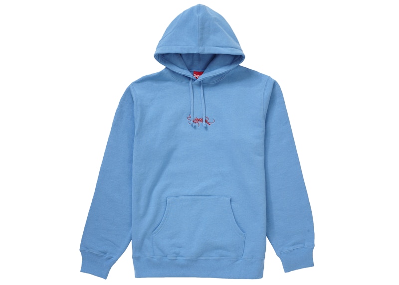 Supreme Tag Logo Hooded Sweatshirt Columbia Blue