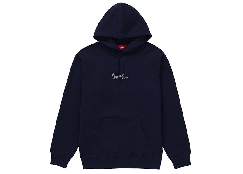 Supreme Tag Logo Hooded Sweatshirt Navy