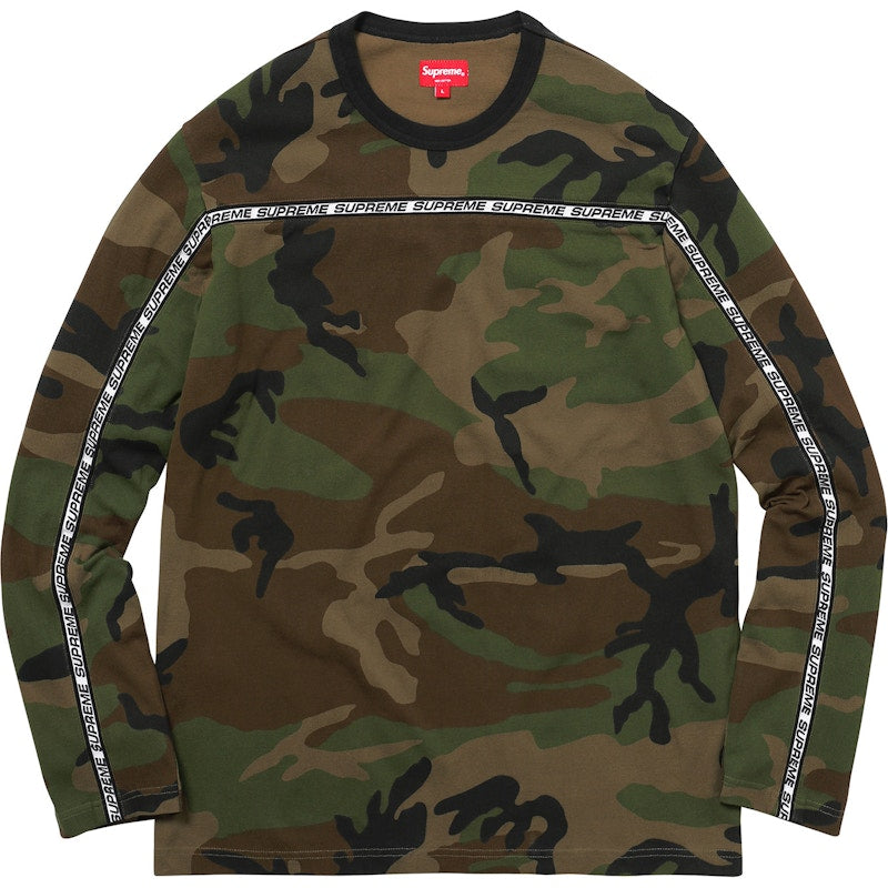 Supreme Tape Stripe L/S Pique Top Woodland Camo
