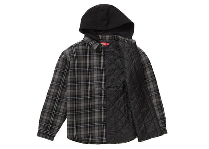 Supreme Tartan Flannel Hooded Shirt Black