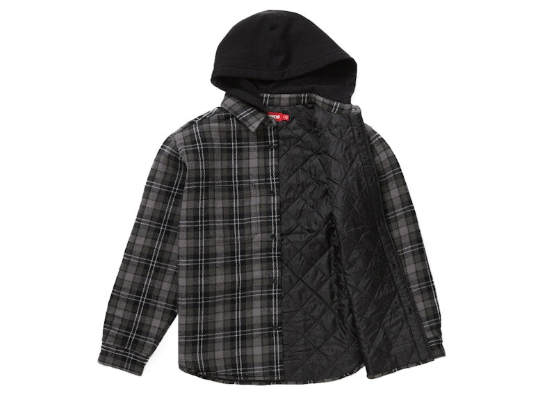 Supreme Tartan Flannel Hooded Shirt Black