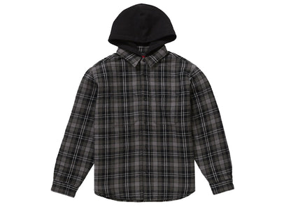 Supreme Tartan Flannel Hooded Shirt Black