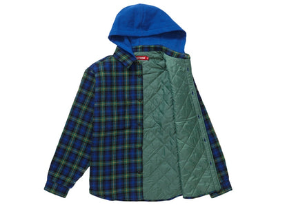 Supreme Tartan Flannel Hooded Shirt Blue