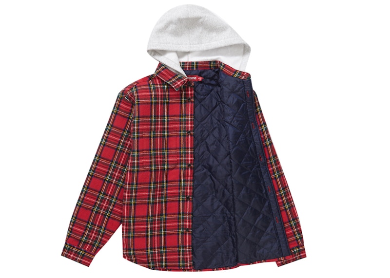 Supreme Tartan Flannel Hooded Shirt Red