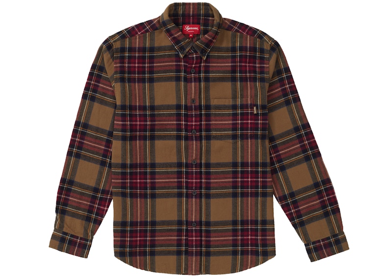 Supreme Tartan Flannel Shirt Tan
