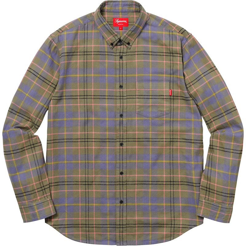 Supreme Tartan Flannel Shirt Light Olive