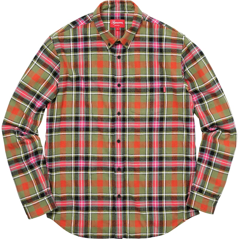 Supreme Tartan Flannel Shirt Olive