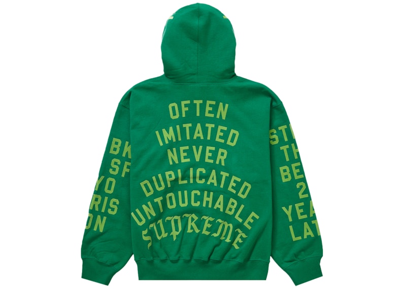 Supreme Team Flocked Hooded Sweatshirt Green