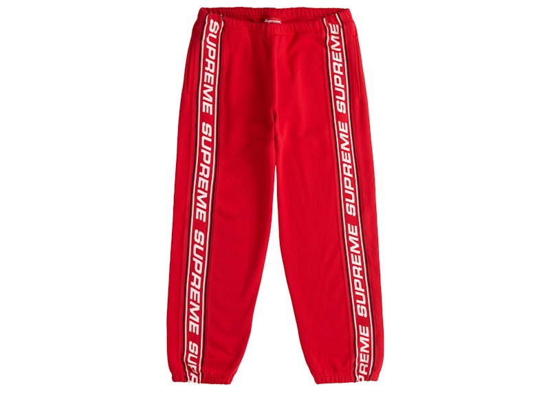Supreme Text Rib Sweatpant Red