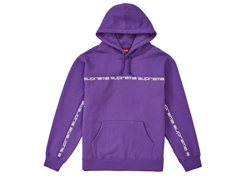 Supreme Text Stripe Hooded Sweatshirt Violet