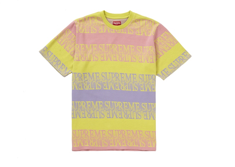 Supreme Text Stripe Jacquard S/S Top Yellow