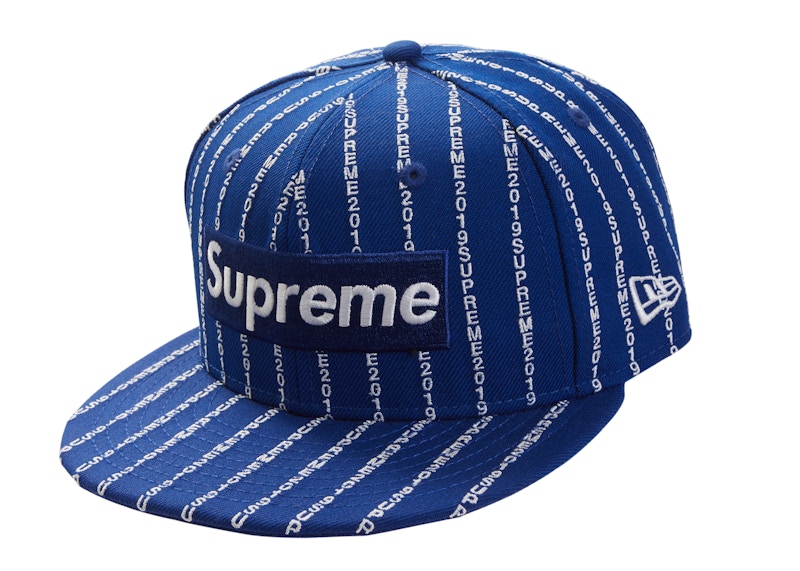 Supreme Text Stripe New Era Cap Royal