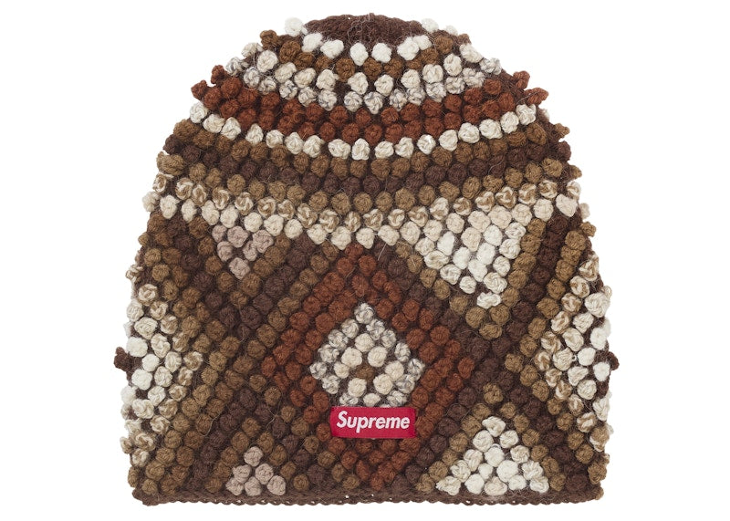 Supreme Textured Knit Beanie Brown