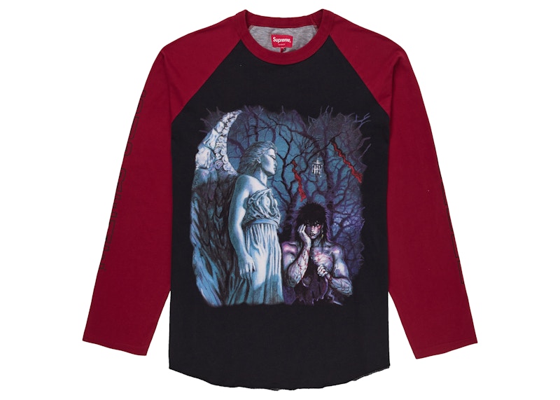Supreme The Crow Raglan L/S Tee Cardinal Graveyard