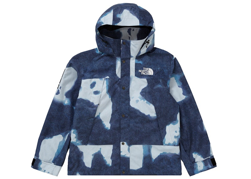 Supreme The North Face Bleached Denim Print Mountain Jacket Indigo