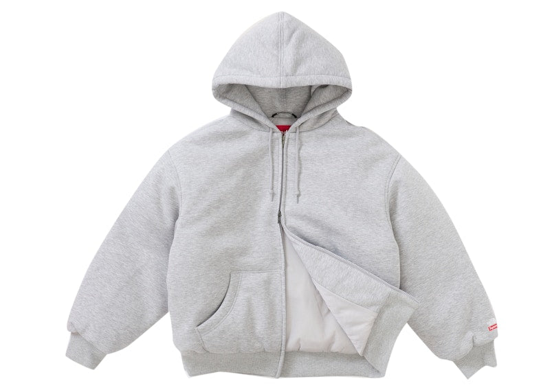 Supreme The North Face Down Filled Zip Up Hooded Sweatshirt Heather Grey