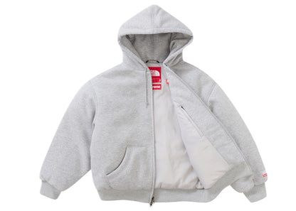 Supreme The North Face Down Filled Zip Up Hooded Sweatshirt Heather Grey