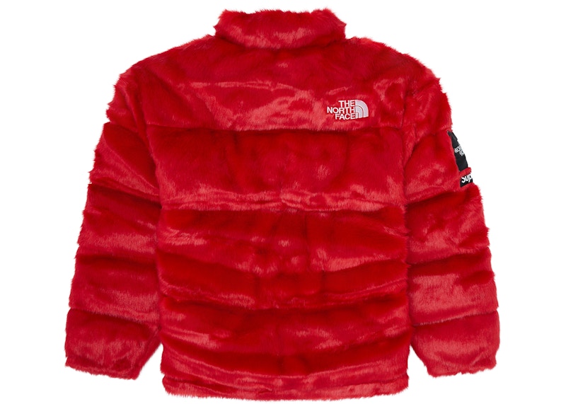 Supreme The North Face Faux Fur Nuptse Jacket Red