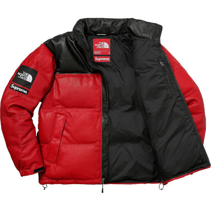 Supreme The North Face Leather Nuptse Jacket Red