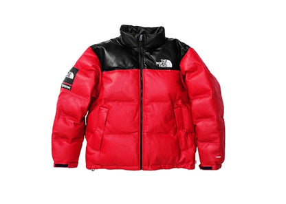 Supreme The North Face Leather Nuptse Jacket Red