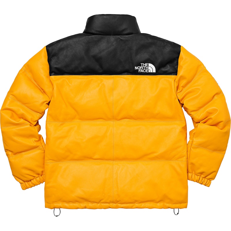 Supreme The North Face Leather Nuptse Jacket Yellow